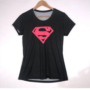 Under Armour Black Fitted Tee with Pink Logo